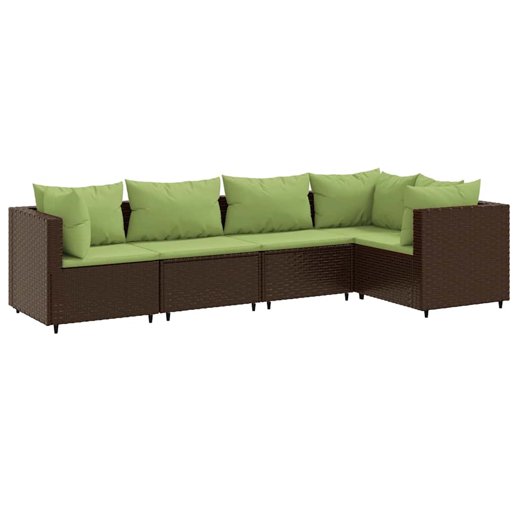 5-delige Loungeset met kussens poly rattan bruin is nu te koop bij PeponiXL, paradijselijk wonen!