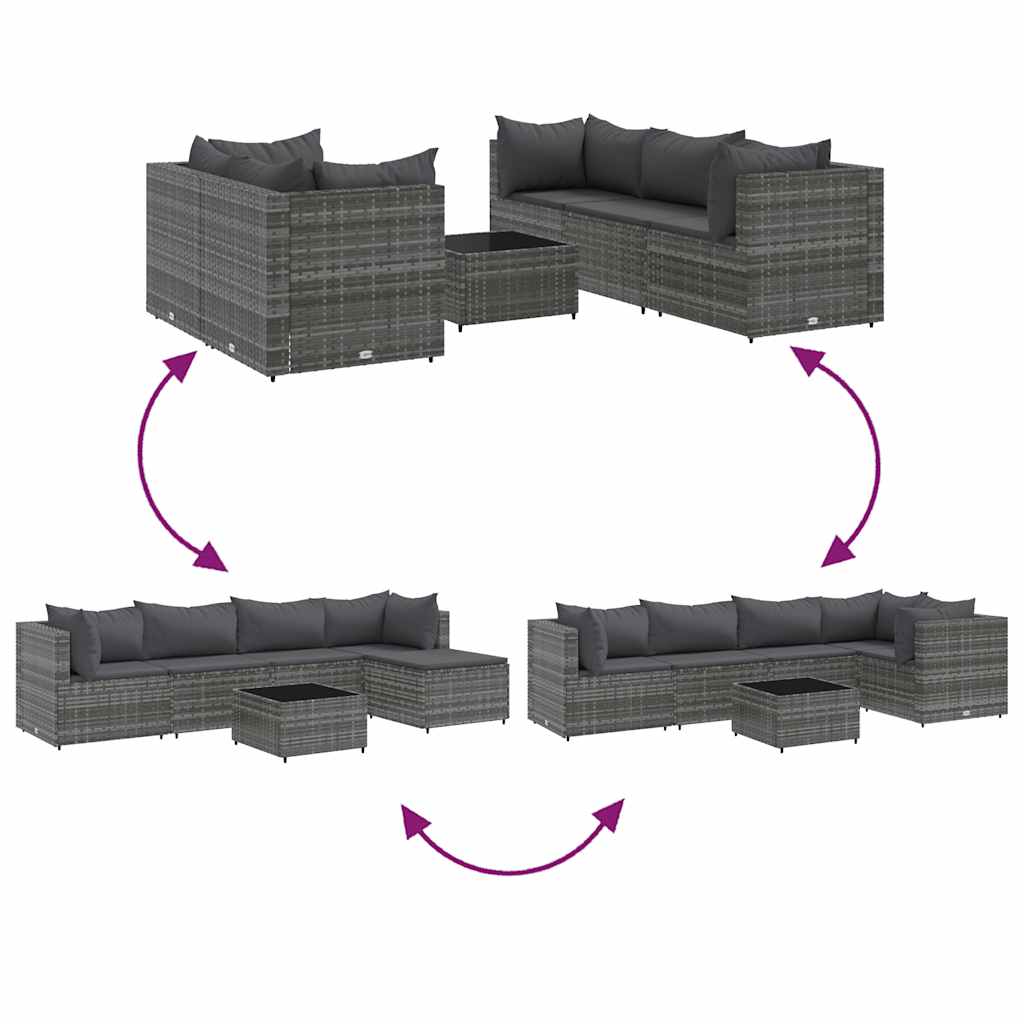 6-delige Loungeset met kussens poly rattan grijs is nu te koop bij PeponiXL, paradijselijk wonen!