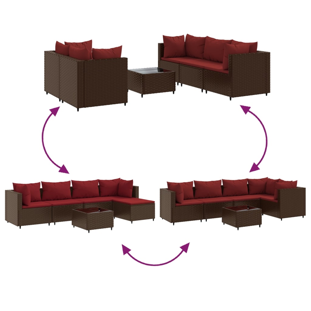 6-delige Loungeset met kussens poly rattan bruin is nu te koop bij PeponiXL, paradijselijk wonen!