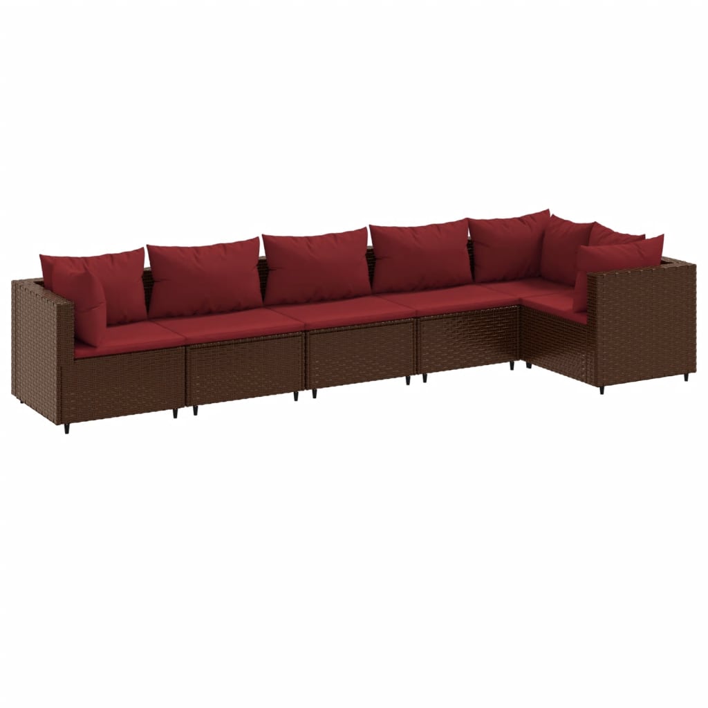 6-delige Loungeset met kussens poly rattan bruin is nu te koop bij PeponiXL, paradijselijk wonen!
