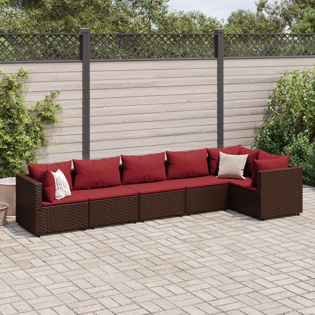 6-delige Loungeset met kussens poly rattan bruin is nu te koop bij PeponiXL, paradijselijk wonen!