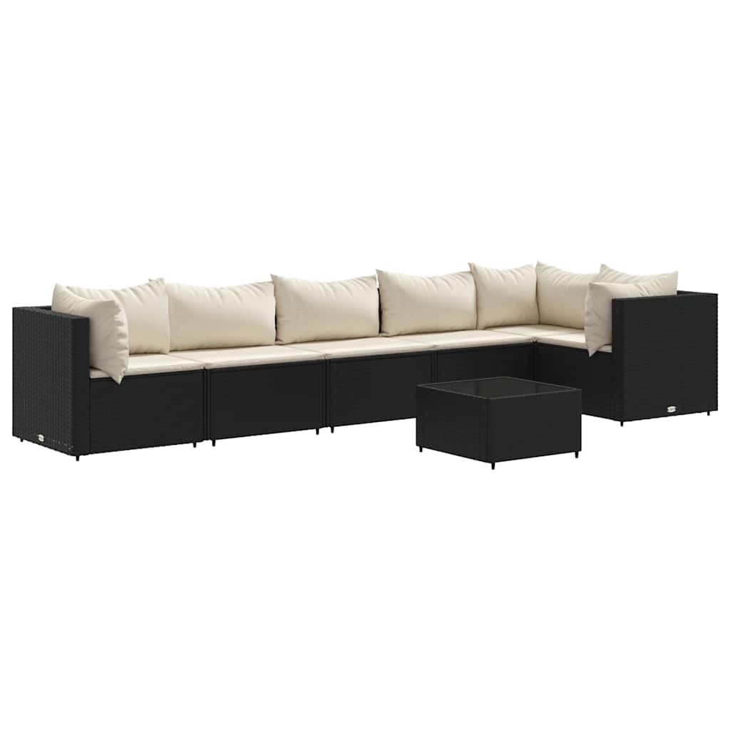 7-delige Loungeset met kussens poly rattan zwart is nu te koop bij PeponiXL, paradijselijk wonen!