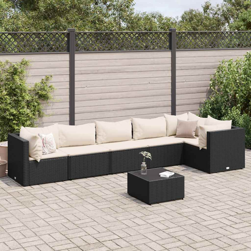 7-delige Loungeset met kussens poly rattan zwart is nu te koop bij PeponiXL, paradijselijk wonen!