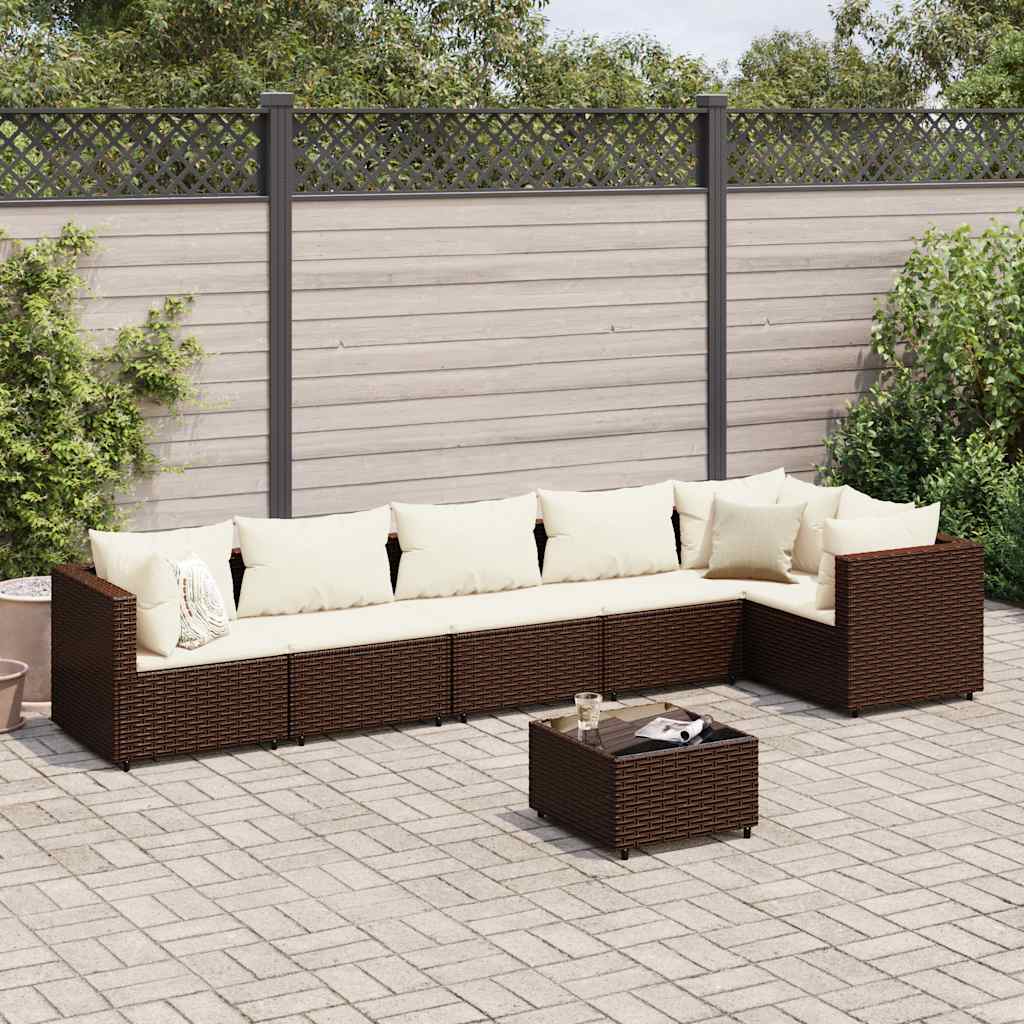 7-delige Loungeset met kussens poly rattan bruin is nu te koop bij PeponiXL, paradijselijk wonen!