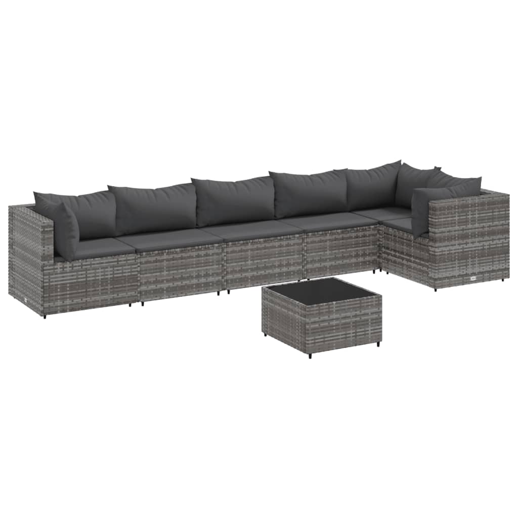 7-delige Loungeset met kussens poly rattan grijs is nu te koop bij PeponiXL, paradijselijk wonen!