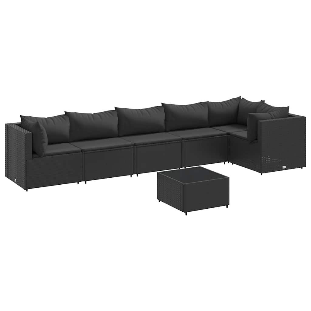 7-delige Loungeset met kussens poly rattan zwart is nu te koop bij PeponiXL, paradijselijk wonen!