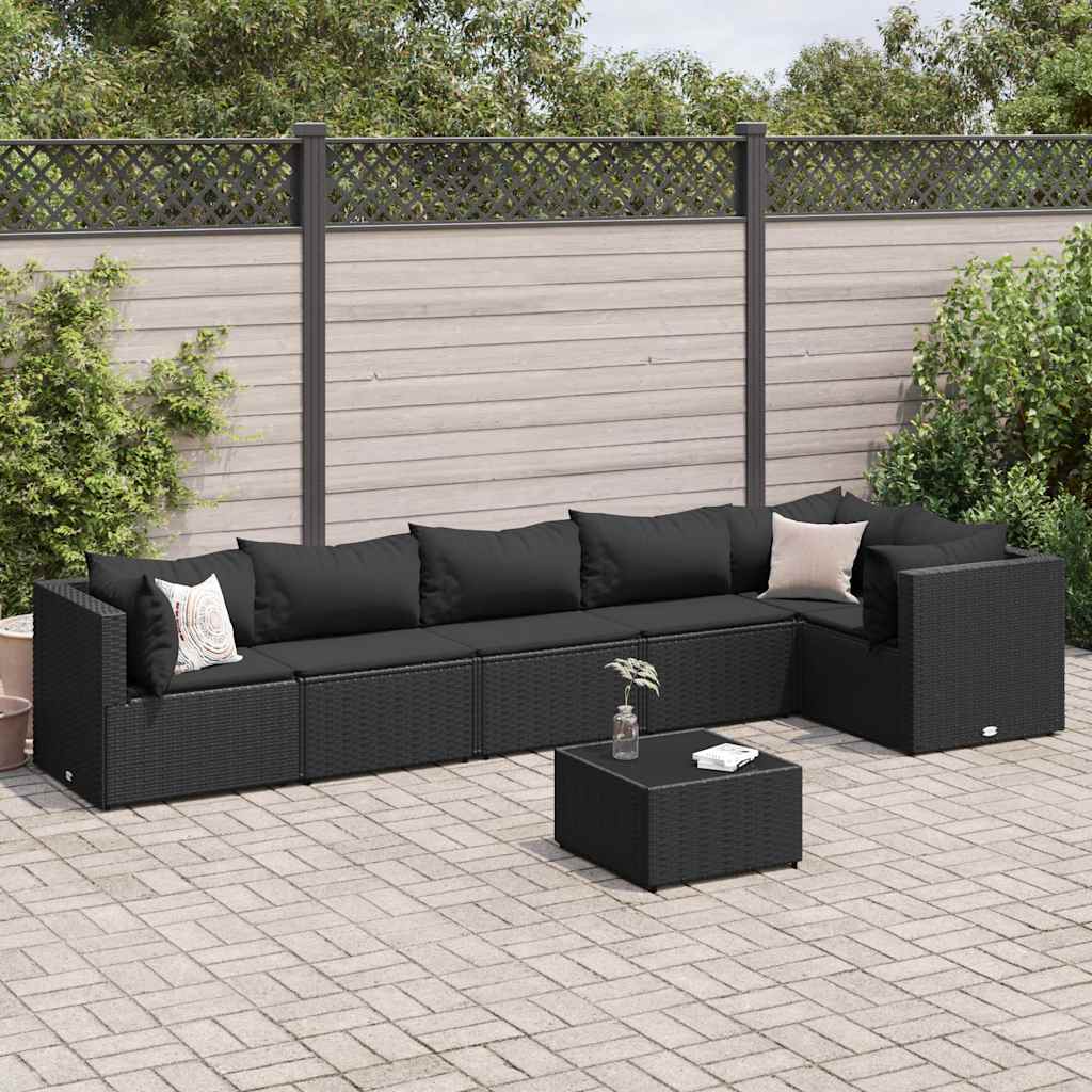 7-delige Loungeset met kussens poly rattan zwart is nu te koop bij PeponiXL, paradijselijk wonen!