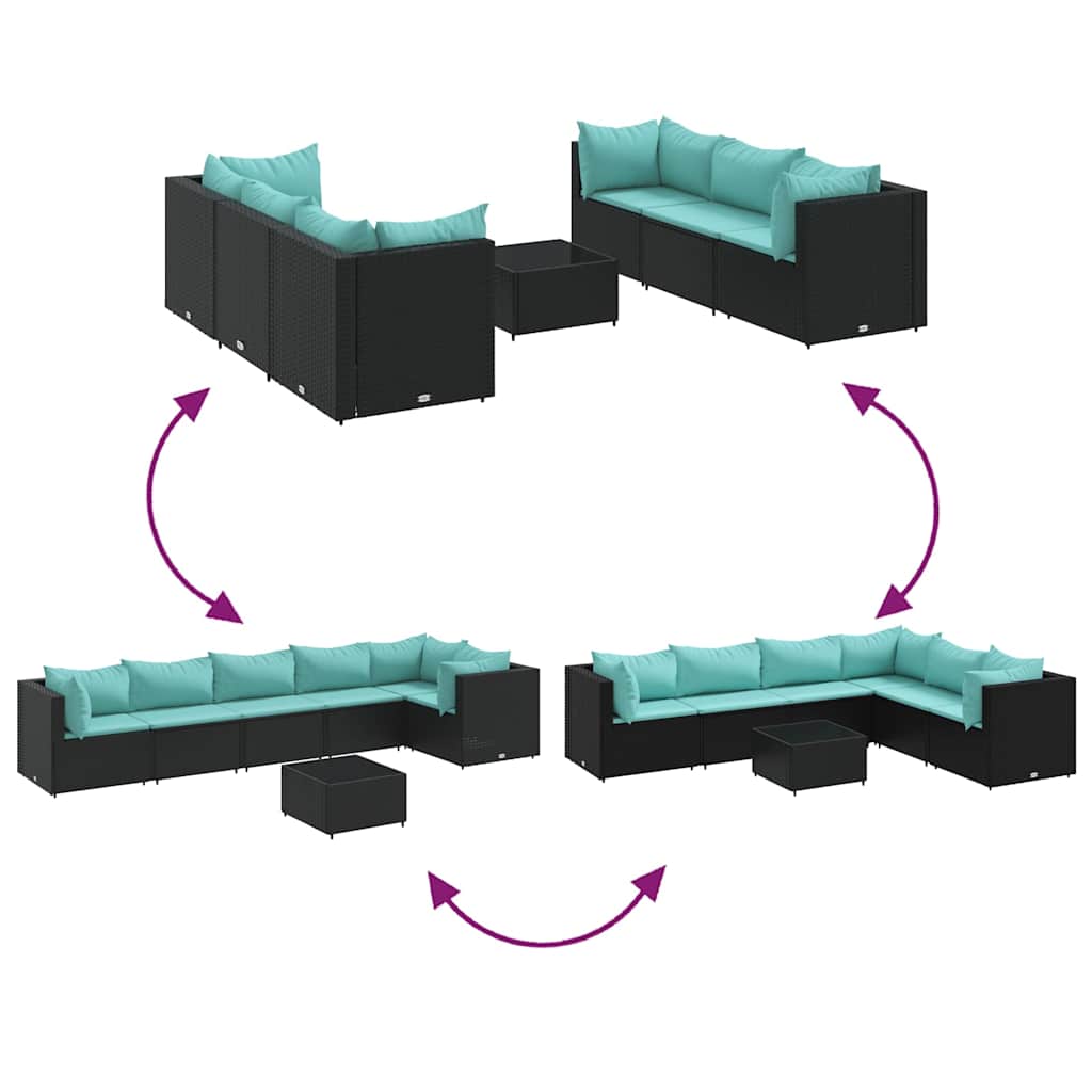 7-delige Loungeset met kussens poly rattan zwart is nu te koop bij PeponiXL, paradijselijk wonen!