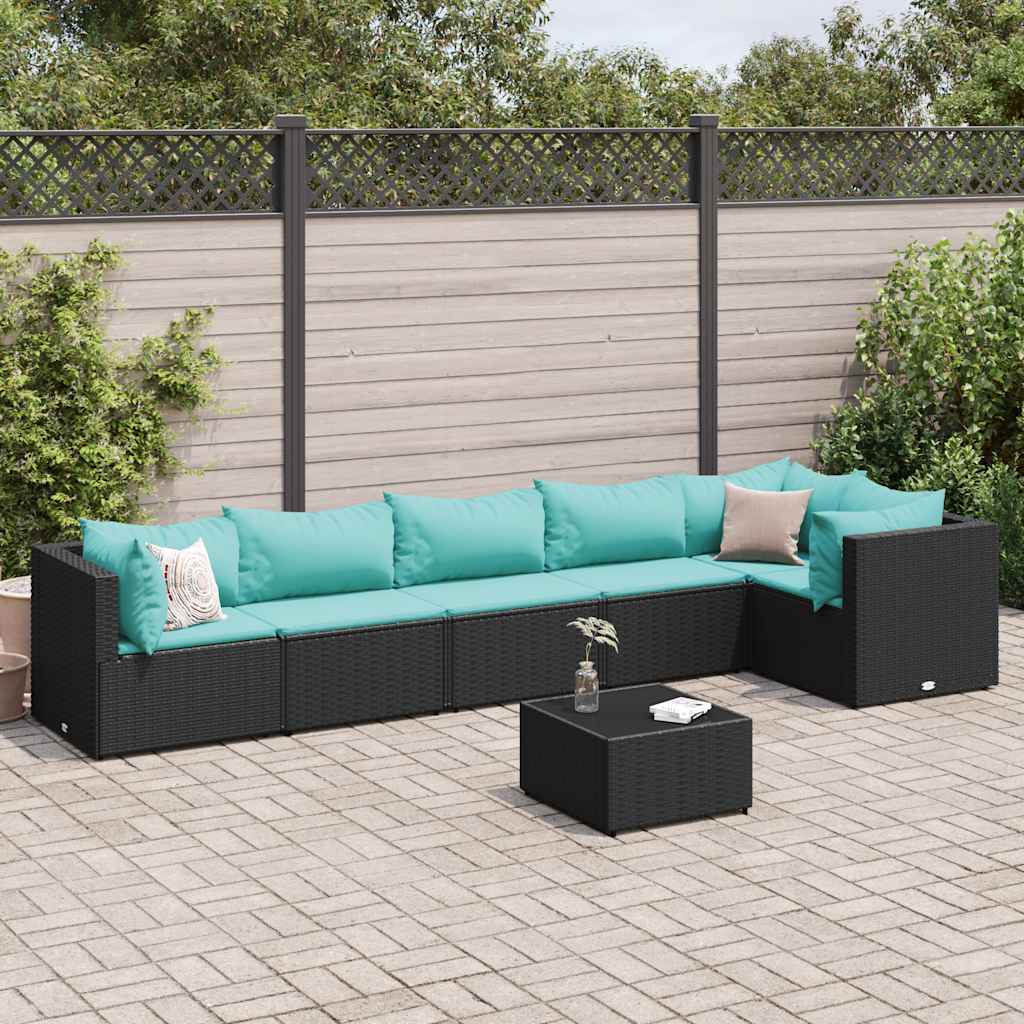7-delige Loungeset met kussens poly rattan zwart is nu te koop bij PeponiXL, paradijselijk wonen!