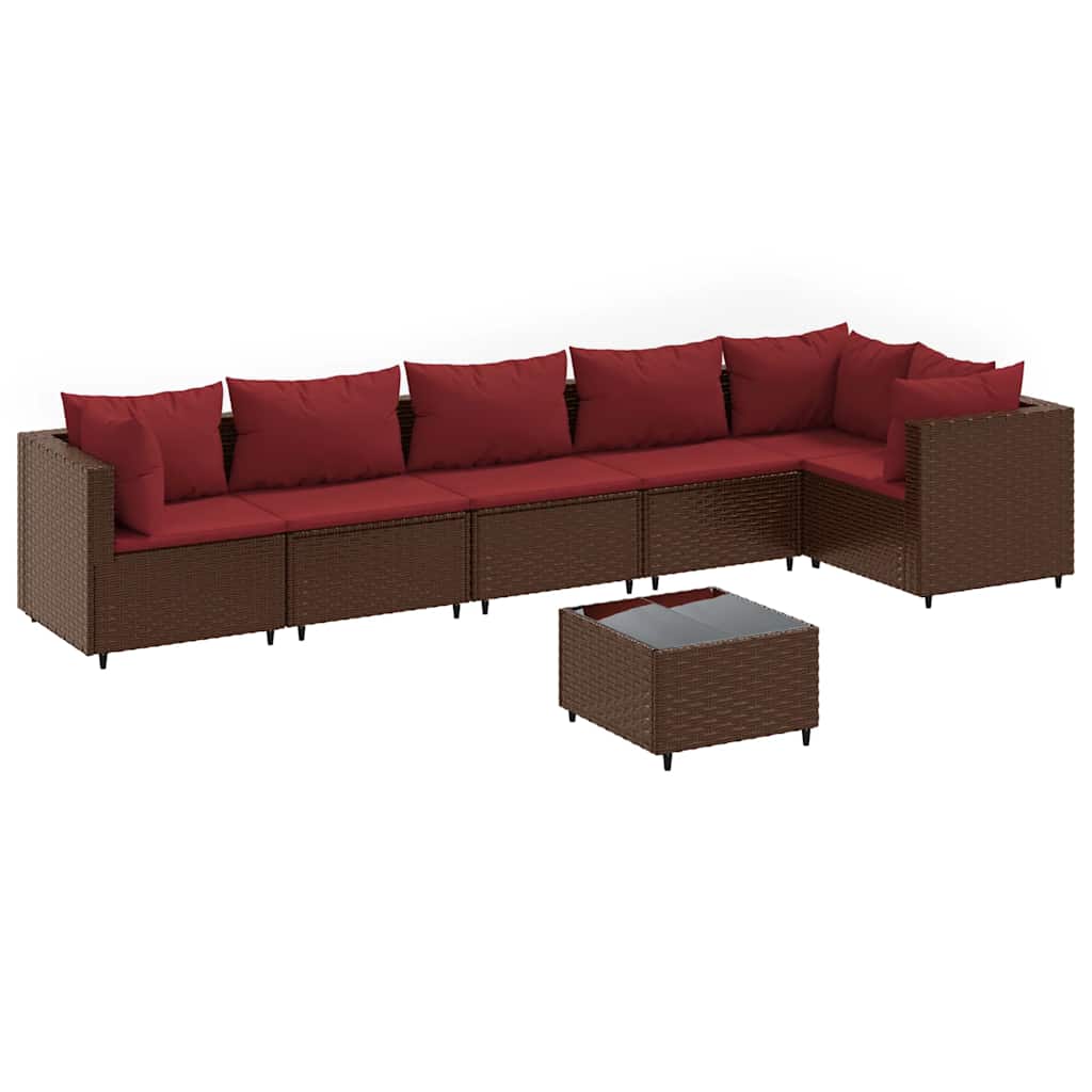 7-delige Loungeset met kussens poly rattan bruin is nu te koop bij PeponiXL, paradijselijk wonen!