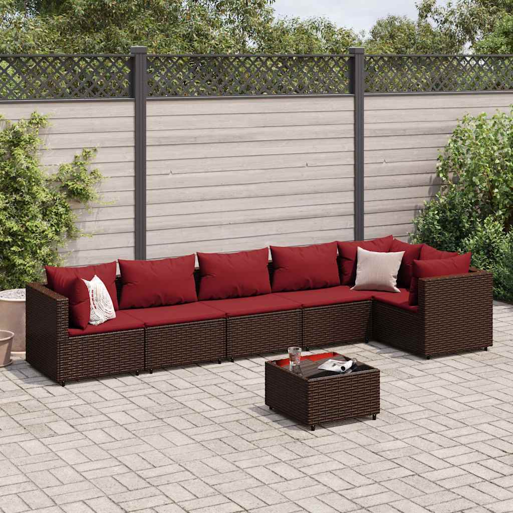 7-delige Loungeset met kussens poly rattan bruin is nu te koop bij PeponiXL, paradijselijk wonen!