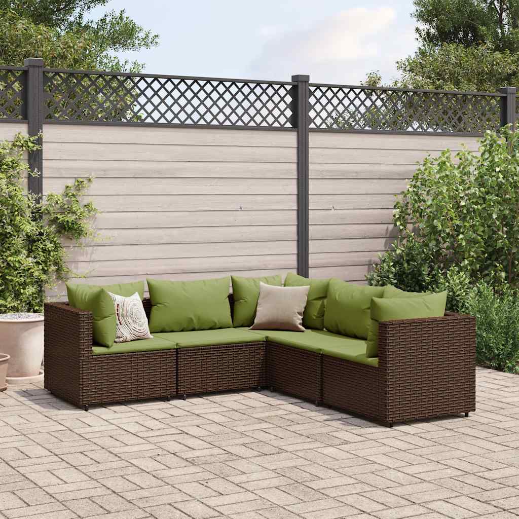 5-delige Loungeset met kussens poly rattan bruin is nu te koop bij PeponiXL, paradijselijk wonen!