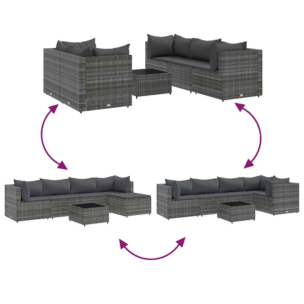 6-delige Loungeset met kussens poly rattan grijs is nu te koop bij PeponiXL, paradijselijk wonen!