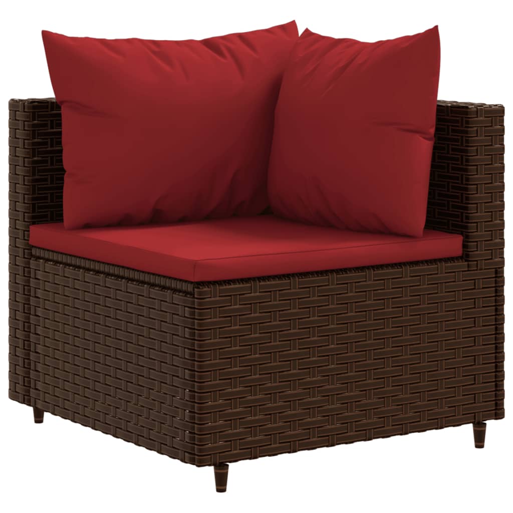 6-delige Loungeset met kussens poly rattan bruin is nu te koop bij PeponiXL, paradijselijk wonen!
