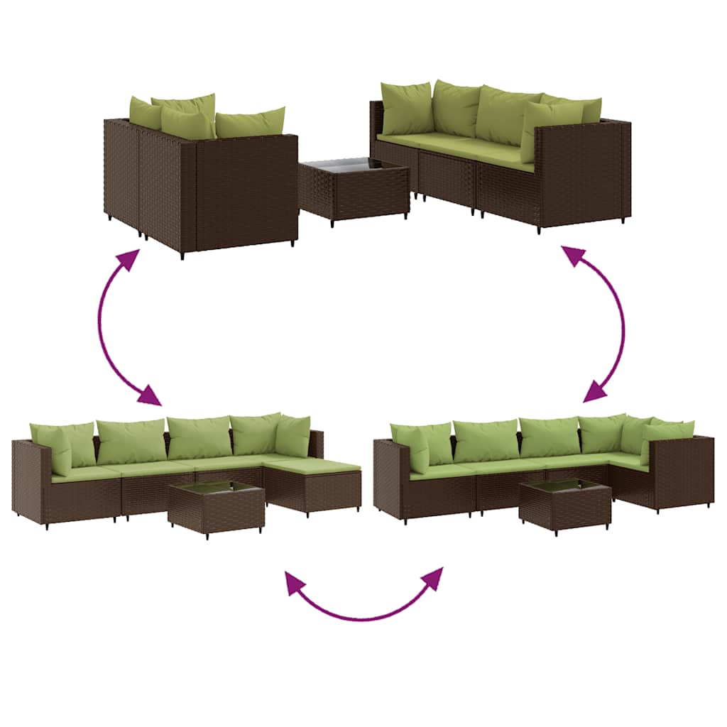 6-delige Loungeset met kussens poly rattan bruin is nu te koop bij PeponiXL, paradijselijk wonen!