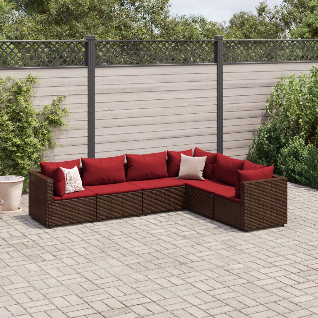 6-delige Loungeset met kussens poly rattan bruin is nu te koop bij PeponiXL, paradijselijk wonen!