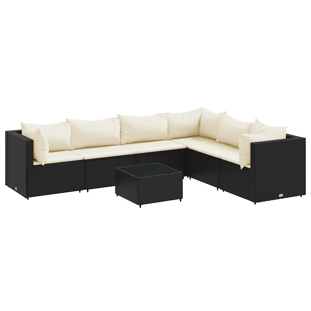7-delige Loungeset met kussens poly rattan zwart is nu te koop bij PeponiXL, paradijselijk wonen!