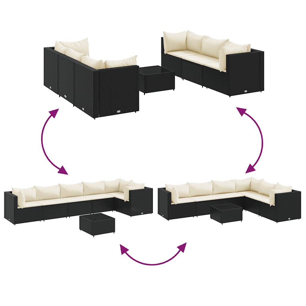 7-delige Loungeset met kussens poly rattan zwart is nu te koop bij PeponiXL, paradijselijk wonen!
