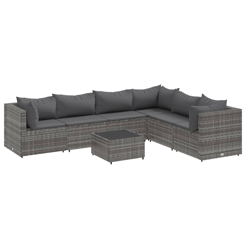7-delige Loungeset met kussens poly rattan grijs is nu te koop bij PeponiXL, paradijselijk wonen!