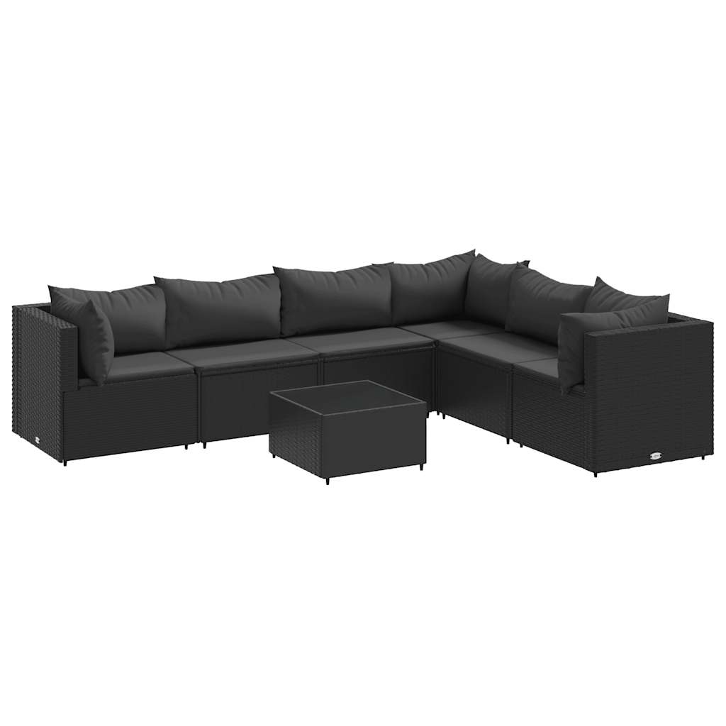7-delige Loungeset met kussens poly rattan zwart is nu te koop bij PeponiXL, paradijselijk wonen!