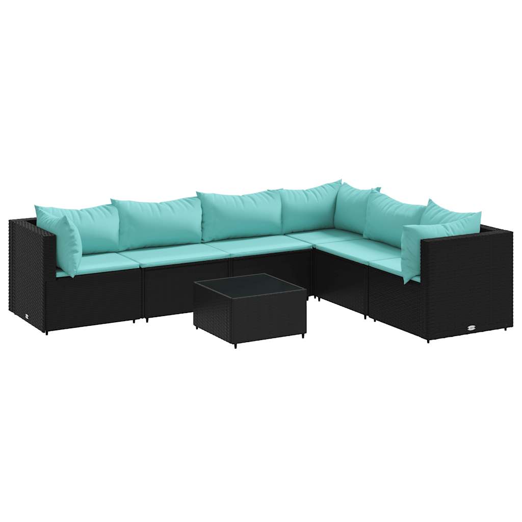 7-delige Loungeset met kussens poly rattan zwart is nu te koop bij PeponiXL, paradijselijk wonen!