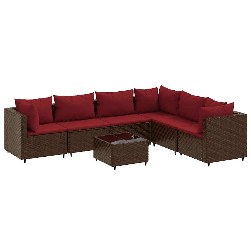 7-delige Loungeset met kussens poly rattan bruin is nu te koop bij PeponiXL, paradijselijk wonen!