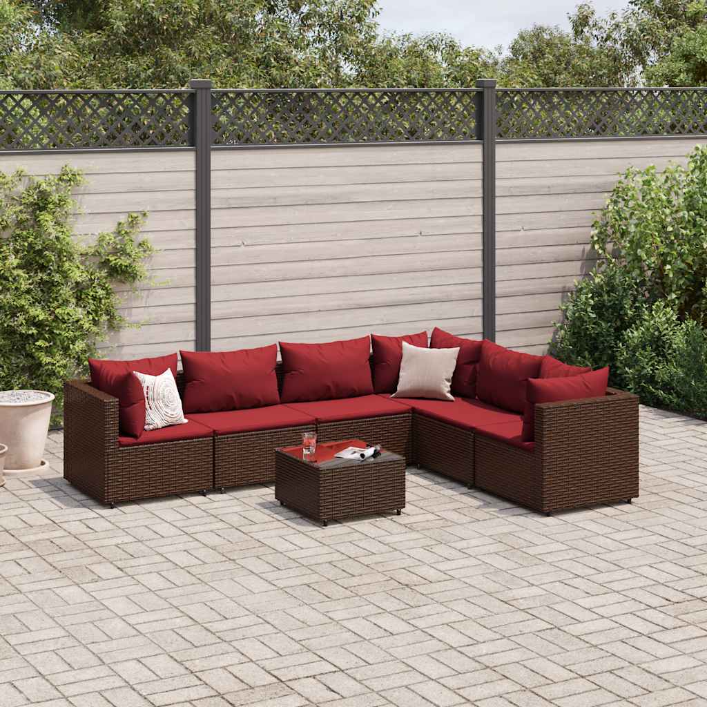 7-delige Loungeset met kussens poly rattan bruin is nu te koop bij PeponiXL, paradijselijk wonen!