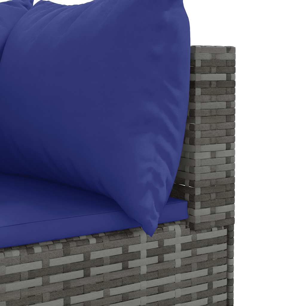 7-delige Loungeset met kussens poly rattan grijs