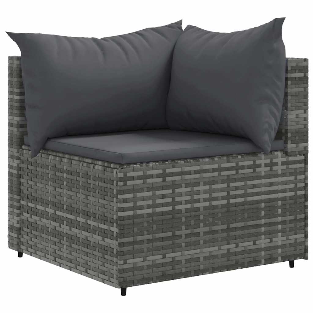 5-delige Loungeset met kussens poly rattan grijs