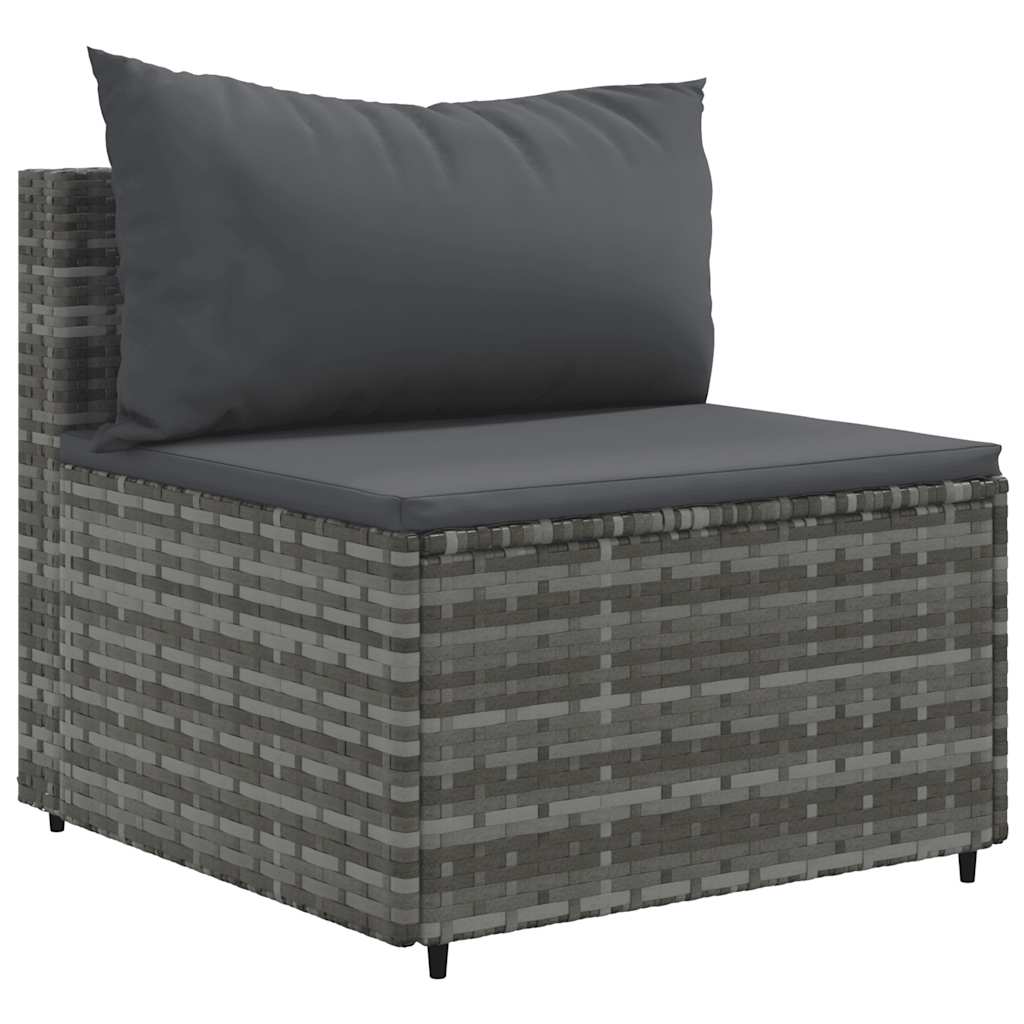 5-delige Loungeset met kussens poly rattan grijs