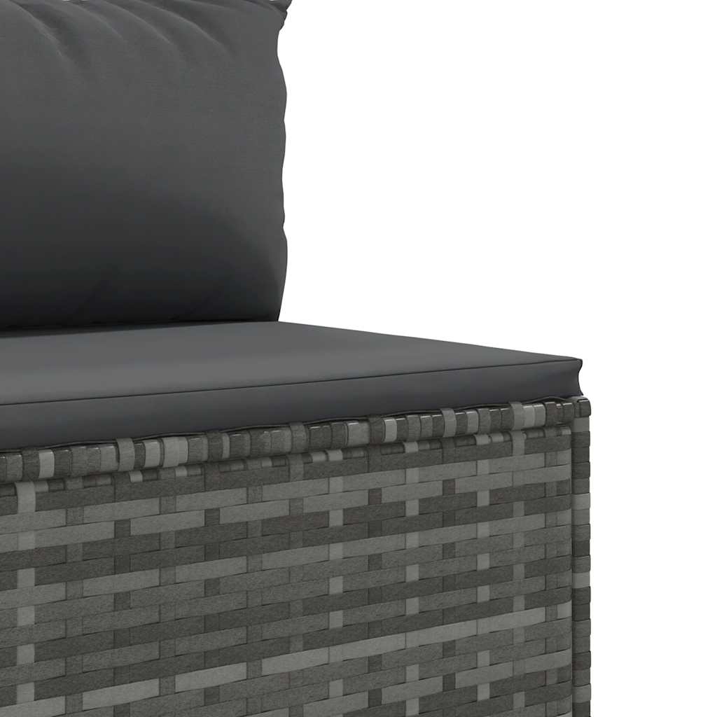 5-delige Loungeset met kussens poly rattan grijs