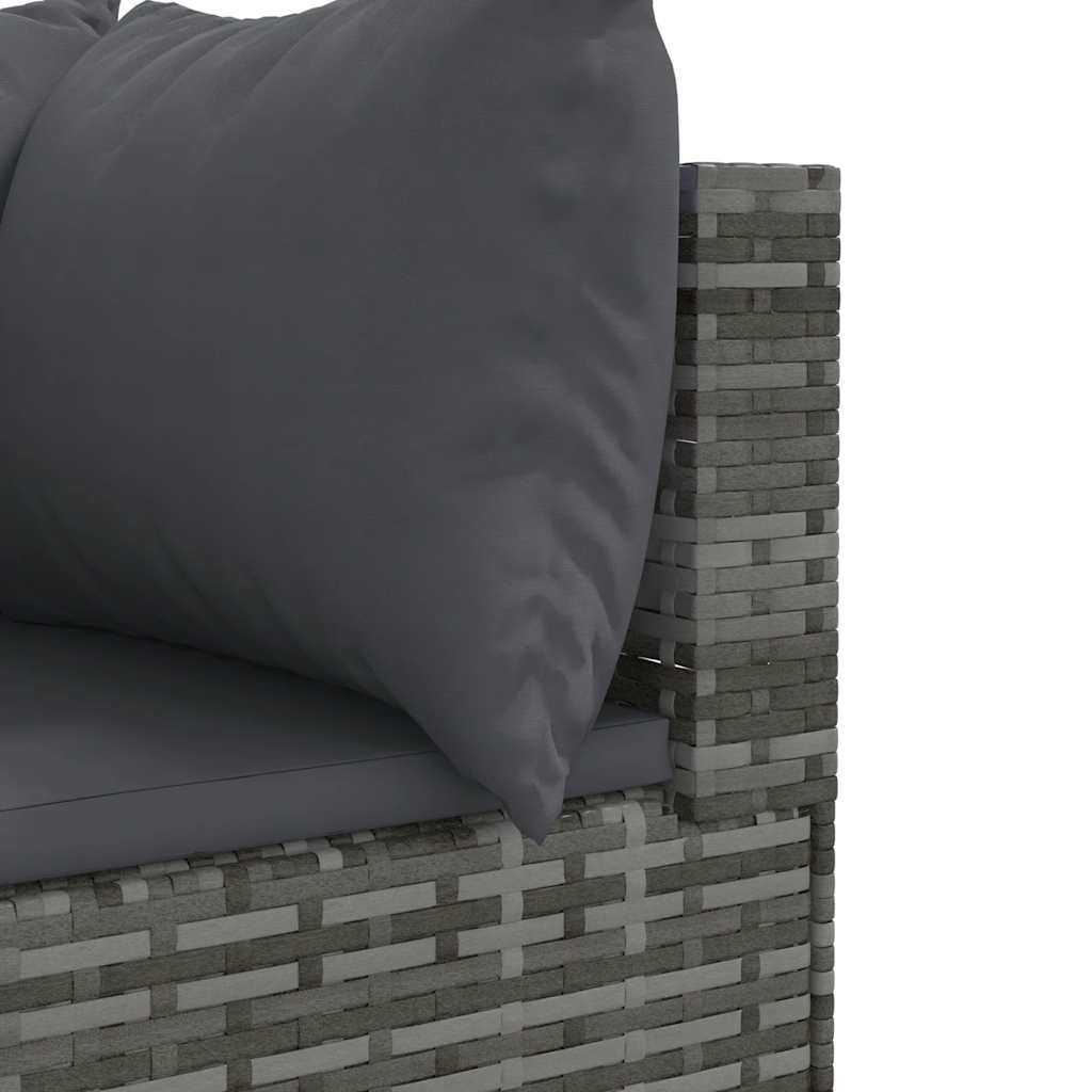 5-delige Loungeset met kussens poly rattan grijs