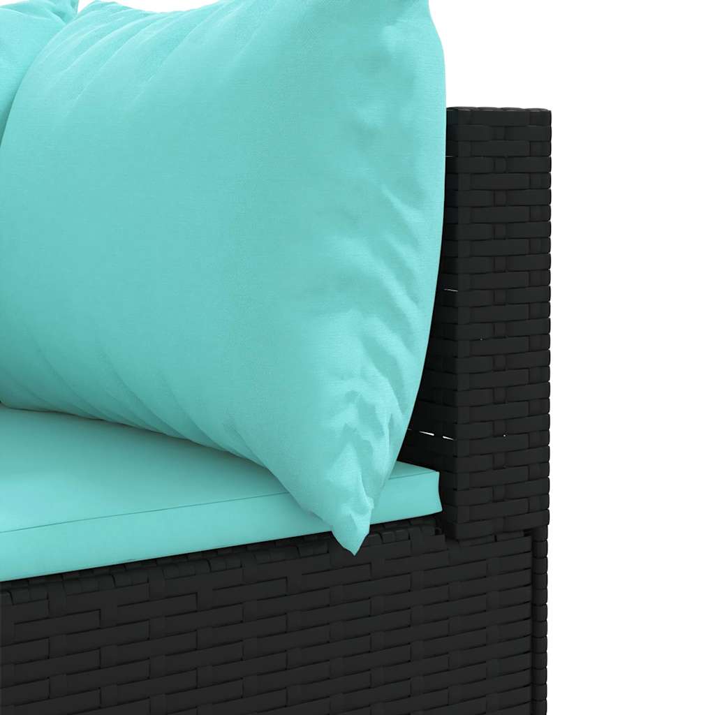 6-delige Loungeset met kussens poly rattan zwart