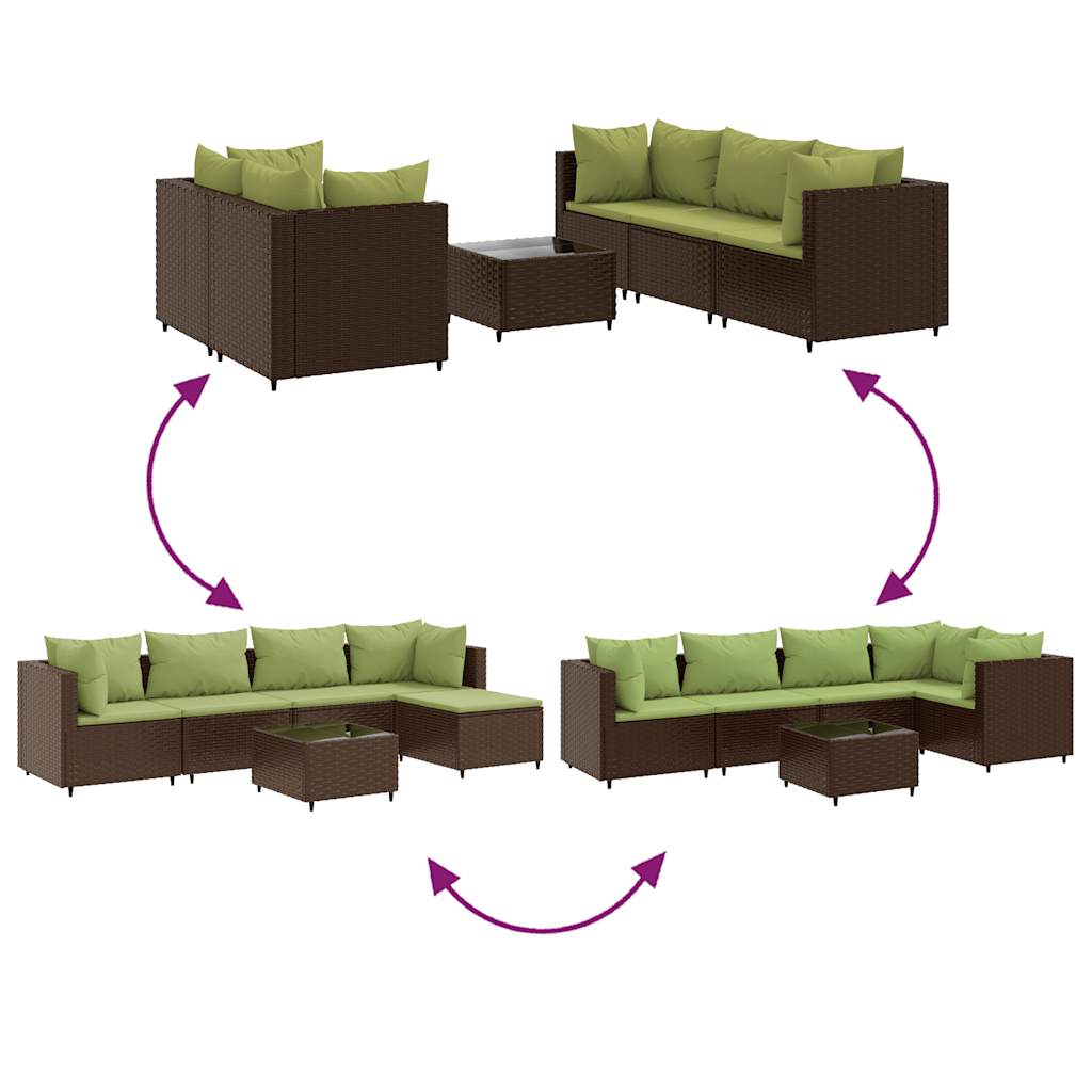 6-delige Loungeset met kussens poly rattan bruin is nu te koop bij PeponiXL, paradijselijk wonen!
