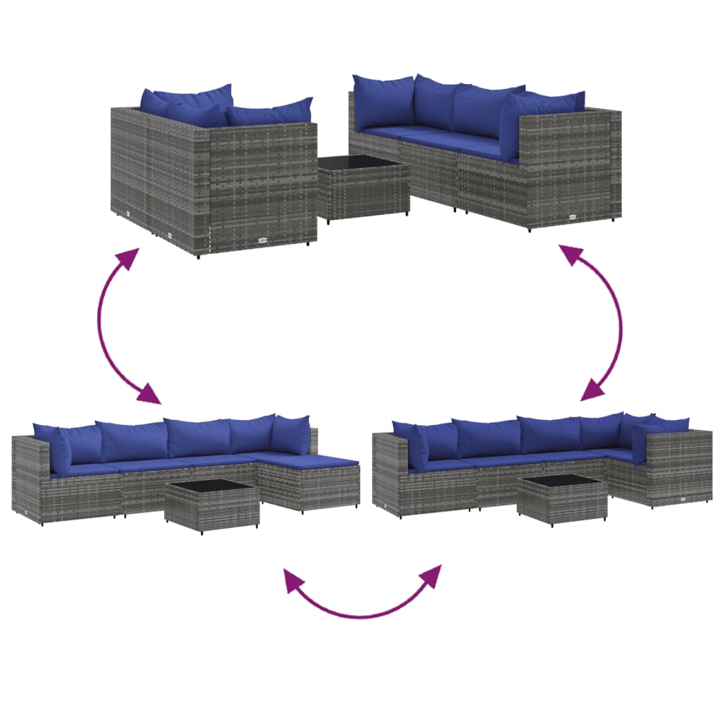 6-delige Loungeset met kussens poly rattan grijs is nu te koop bij PeponiXL, paradijselijk wonen!