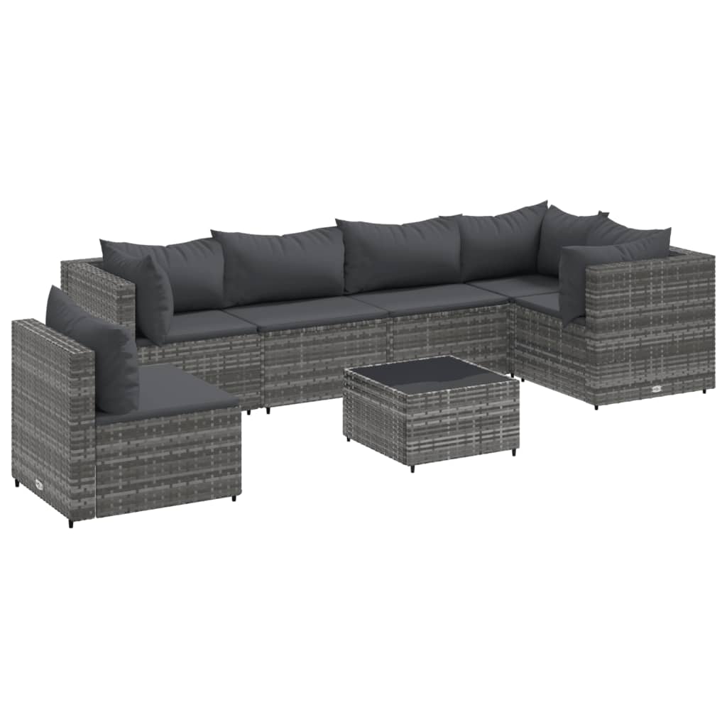 7-delige Loungeset met kussens poly rattan grijs is nu te koop bij PeponiXL, paradijselijk wonen!