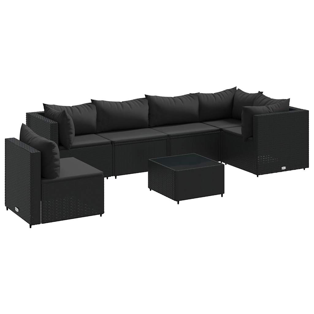 7-delige Loungeset met kussens poly rattan zwart is nu te koop bij PeponiXL, paradijselijk wonen!
