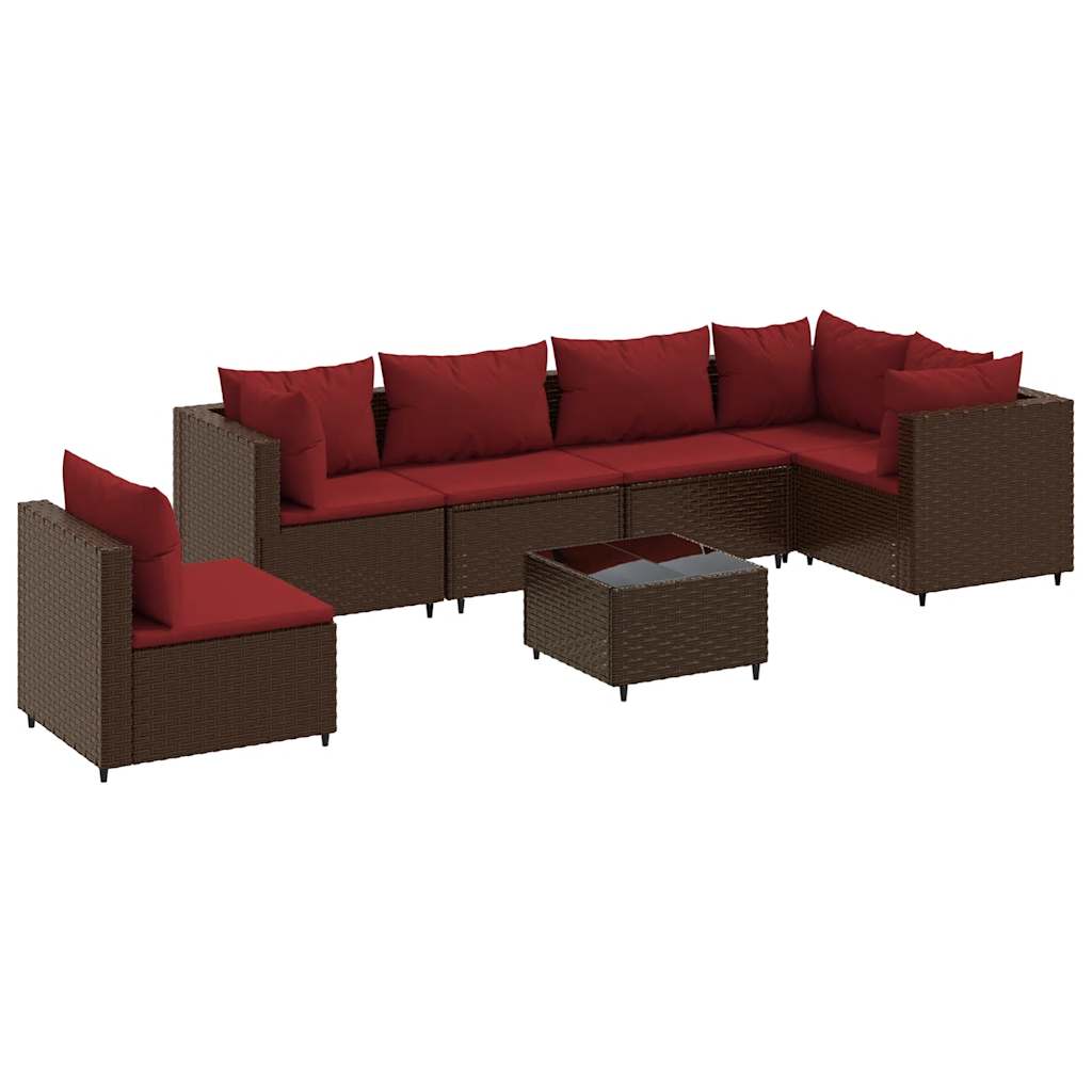 7-delige Loungeset met kussens poly rattan bruin is nu te koop bij PeponiXL, paradijselijk wonen!