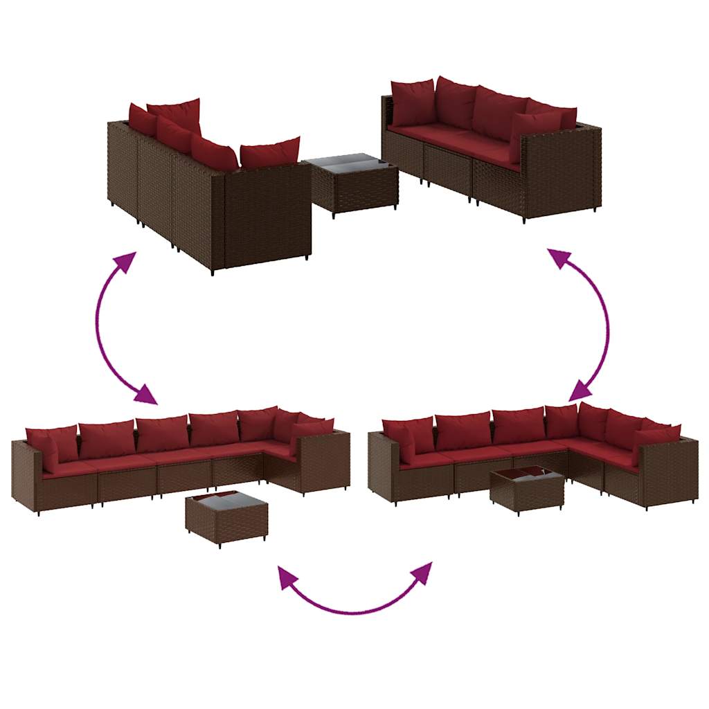 7-delige Loungeset met kussens poly rattan bruin is nu te koop bij PeponiXL, paradijselijk wonen!