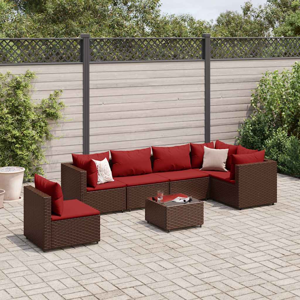 7-delige Loungeset met kussens poly rattan bruin is nu te koop bij PeponiXL, paradijselijk wonen!