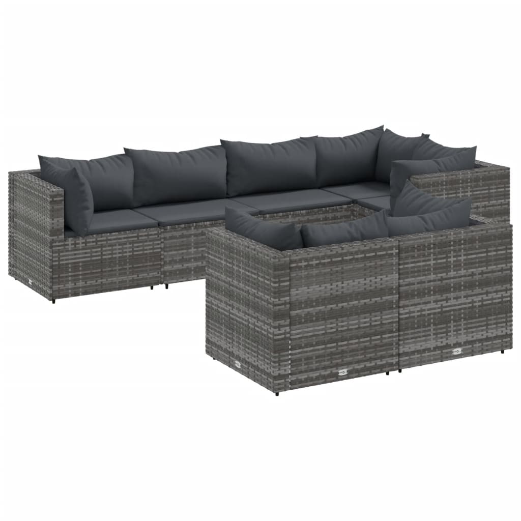 7-delige Loungeset met kussens poly rattan grijs is nu te koop bij PeponiXL, paradijselijk wonen!