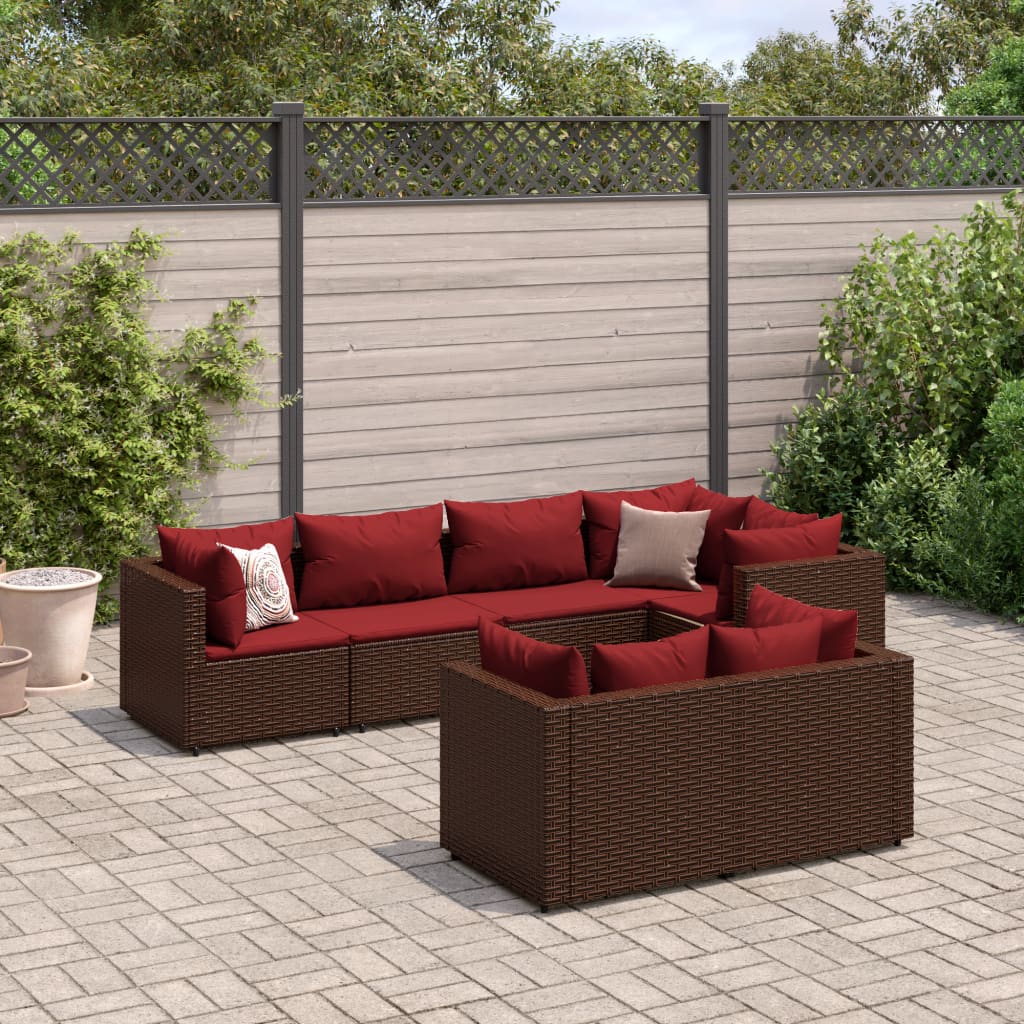 7-delige Loungeset met kussens poly rattan bruin is nu te koop bij PeponiXL, paradijselijk wonen!