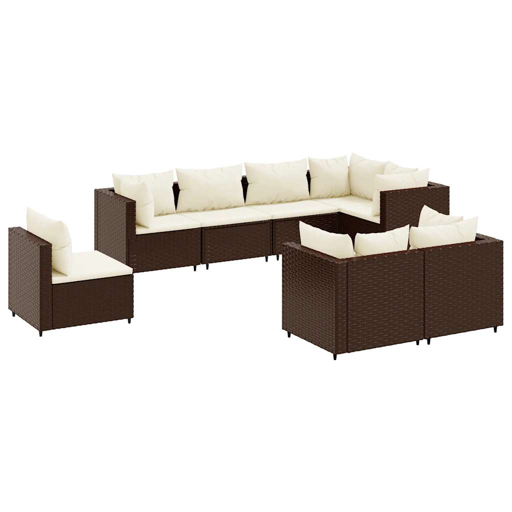 8-delige Loungeset met kussens poly rattan bruin is nu te koop bij PeponiXL, paradijselijk wonen!