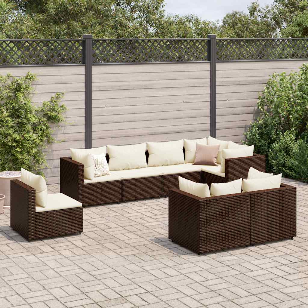8-delige Loungeset met kussens poly rattan bruin is nu te koop bij PeponiXL, paradijselijk wonen!