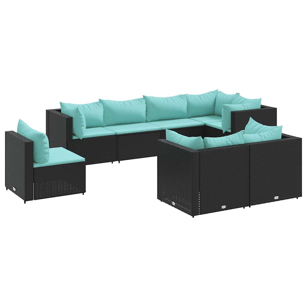 8-delige Loungeset met kussens poly rattan zwart is nu te koop bij PeponiXL, paradijselijk wonen!