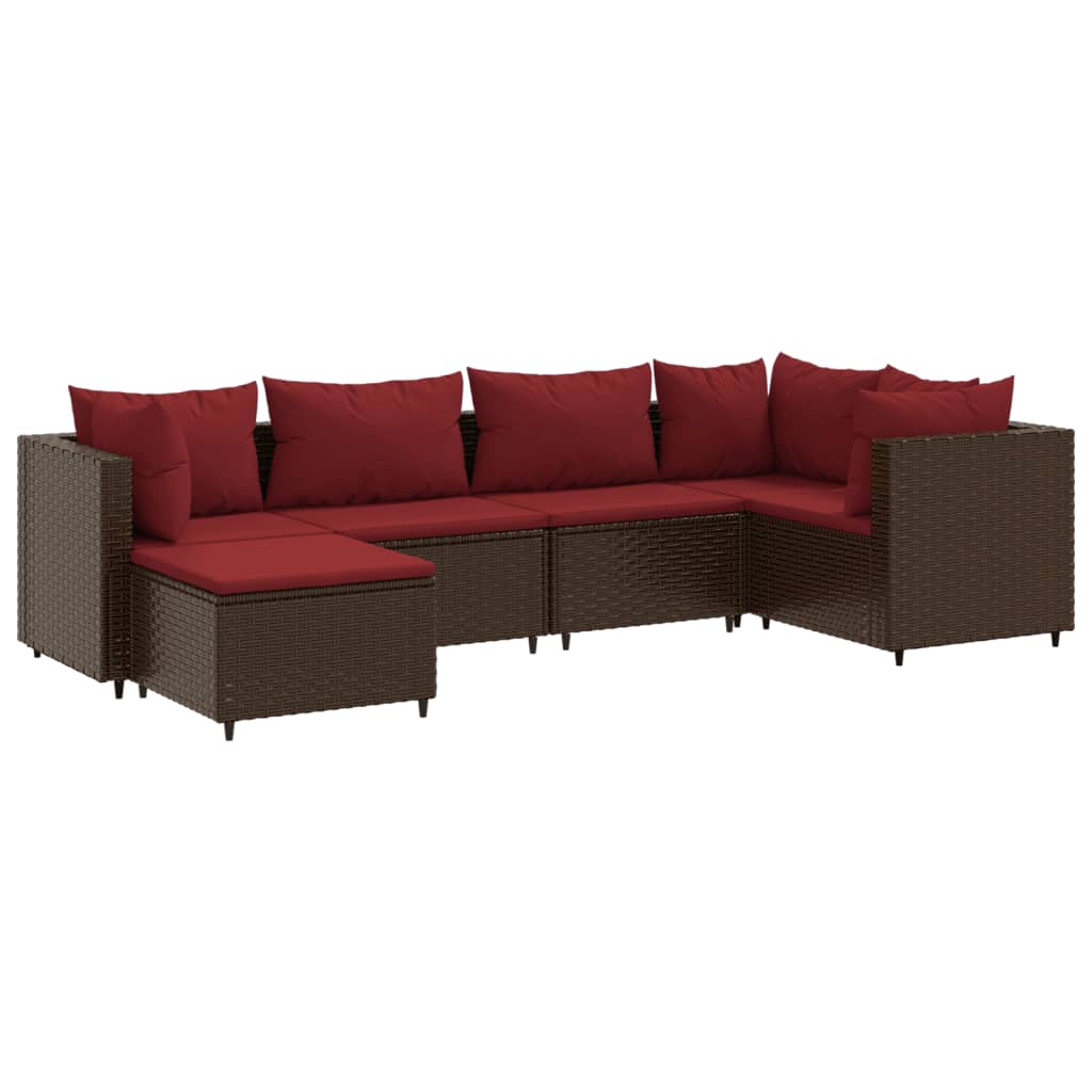 6-delige Loungeset met kussens poly rattan bruin is nu te koop bij PeponiXL, paradijselijk wonen!
