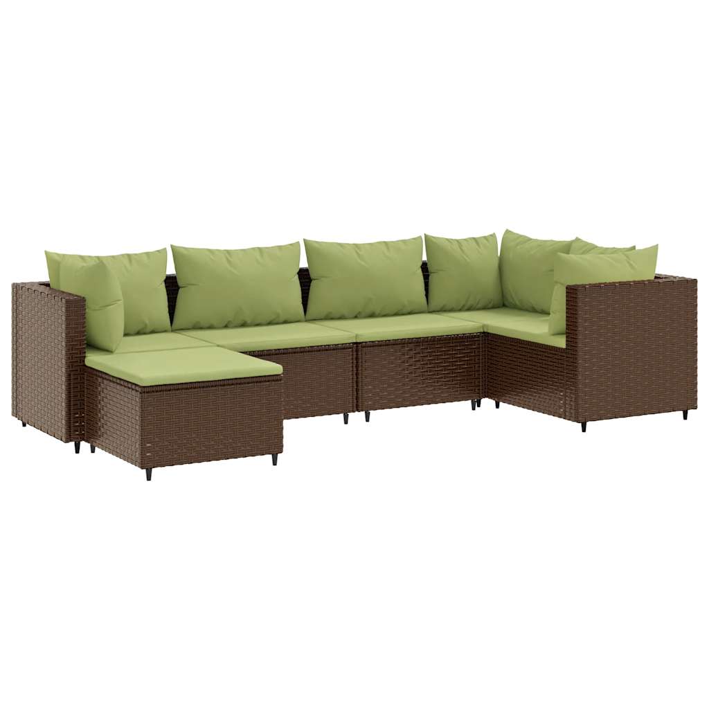 6-delige Loungeset met kussens poly rattan bruin is nu te koop bij PeponiXL, paradijselijk wonen!