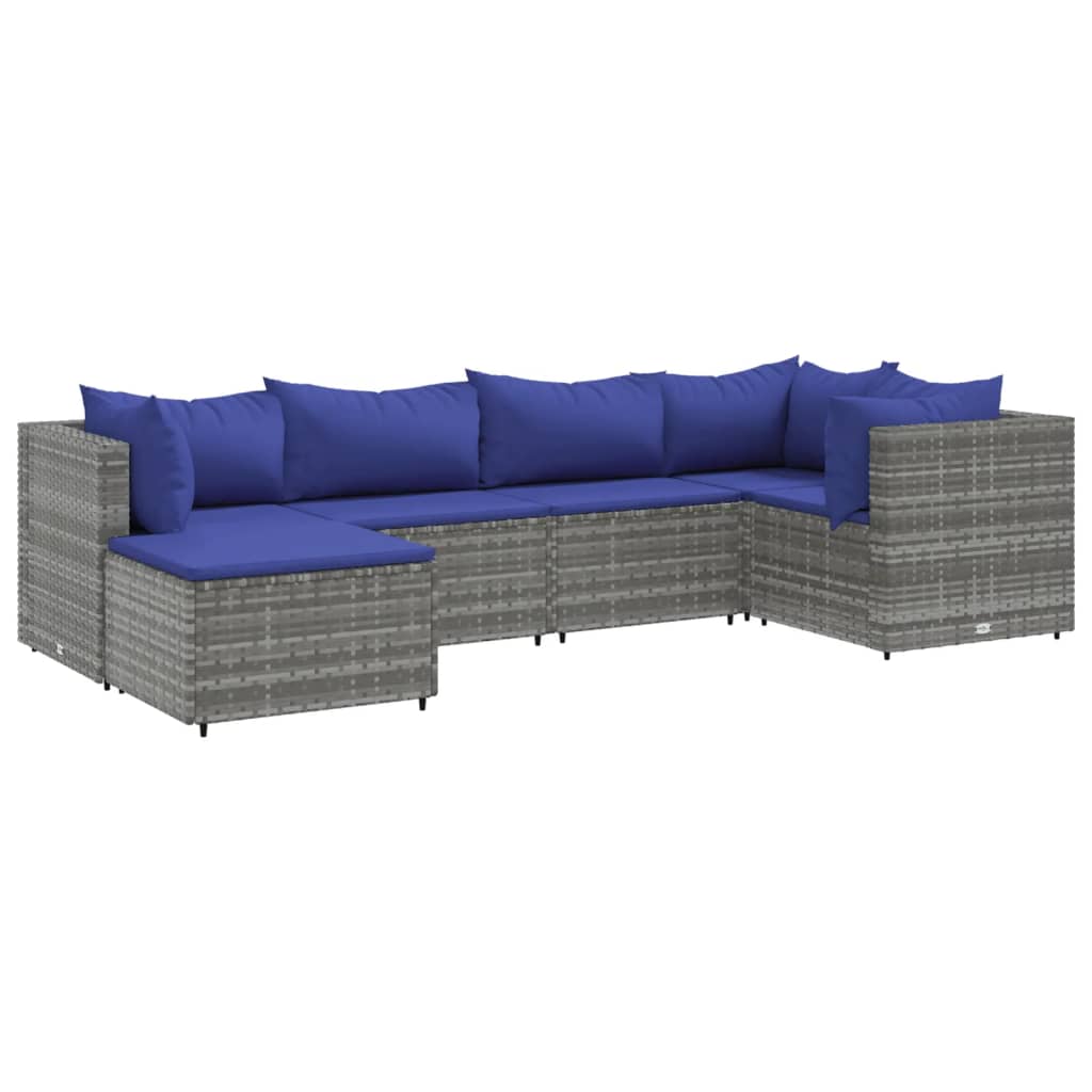 6-delige Loungeset met kussens poly rattan grijs is nu te koop bij PeponiXL, paradijselijk wonen!