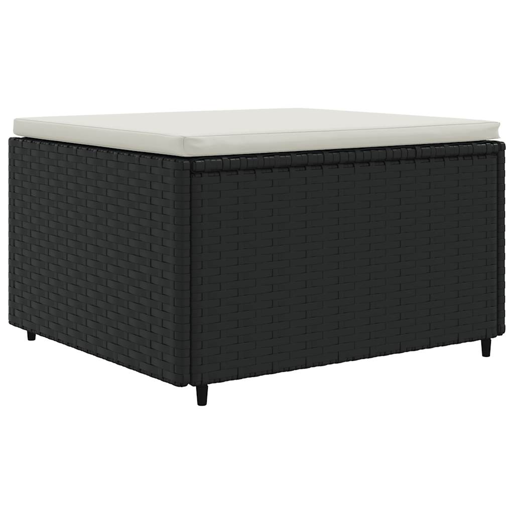 7-delige Loungeset met kussens poly rattan zwart