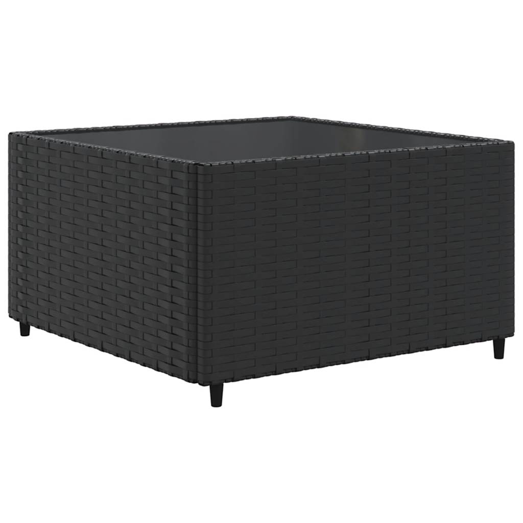 7-delige Loungeset met kussens poly rattan zwart